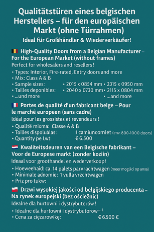 Quality doors of a Belgian manufacturer for the European market (without frame)